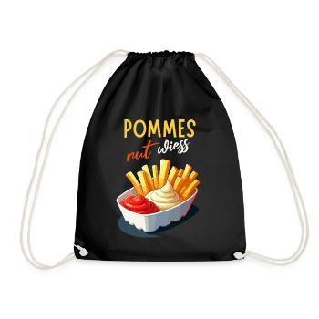 fries rut wiess snack bar cologne kölsch party funny - Drawstring Bag - black - Front