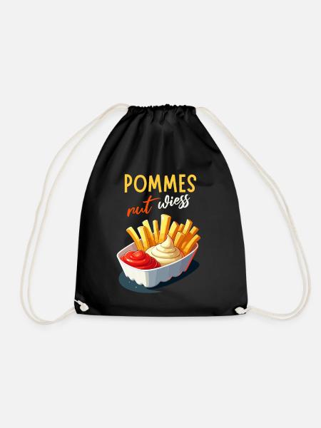 Pommes Rut Wiess Imbiss Köln Kölsch Party Lustig - Turnbeutel - Schwarz