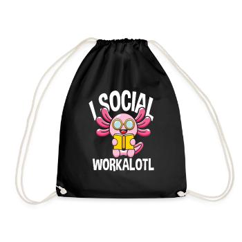 Social Workalotl Drôle Axolotl - Sac de sport léger - noir - Devant