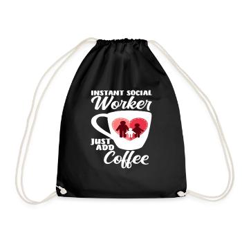Instant Social Worker Simple Coffee - Drawstring Bag - black - Front