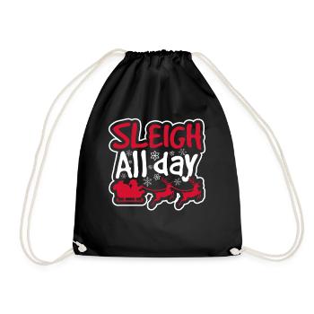 Christmas Christmas Sleigh All Day - Drawstring Bag - black - Front