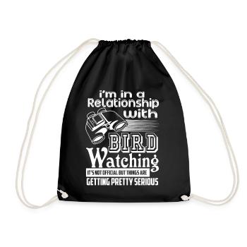 In A Relationship With Birdwatching - Drawstring Bag - black - Front