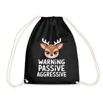 Warning Passive Aggressive Deer Cartoon - Drawstring Bag - black - Front