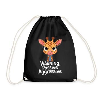 Caution Passive Aggressive Giraffe with Tie - Drawstring Bag - black - Front