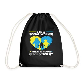 I'm a social worker what's yours - Drawstring Bag - black - Front