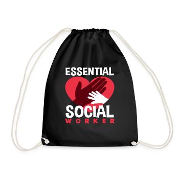Essential Social Worker Heart Hands - Drawstring Bag - black - Front