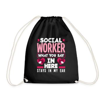 Social worker What you say here stays in my - Drawstring Bag - black - Front
