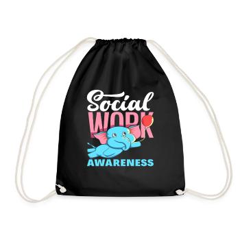 Social Work Awareness with Elephant - Drawstring Bag - black - Front
