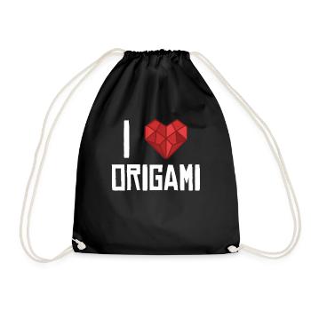 Ich liebe Origami Papierkranich Falten Eule Meister - Turnbeutel - Schwarz - Vorne
