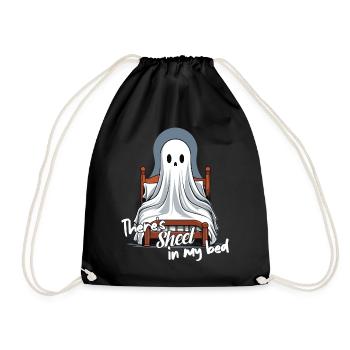 Halloween Sheet In Bed Funny Saying - Drawstring Bag - black - Front