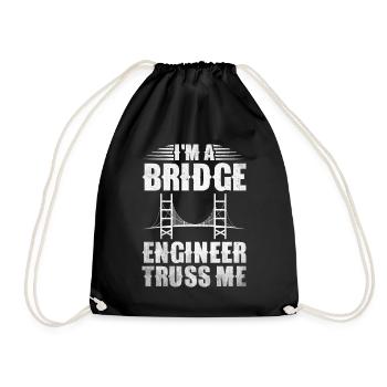 Bridge Engineer Bridge Construction Civil Engineering - Drawstring Bag - black - Front