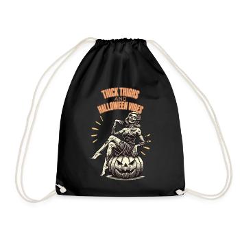 Fun Halloween: Thick Thighs and Vibes - Drawstring Bag - black - Front