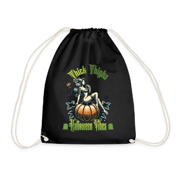 Funny Halloween Thick Thighs Vibes - Drawstring Bag - black - Front