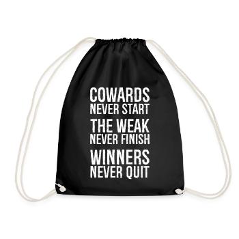 cowards never start the weak never finish winner's - Sac de sport léger - noir - Devant