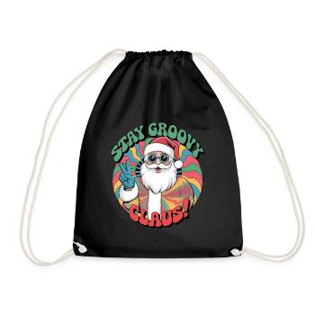 Weihnachtsmann Retro Santa Claus Disco - Drawstring Bag - black - Front