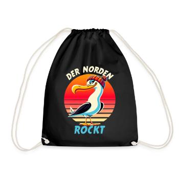 Der Norden rockt Hamburg Nordsee Norddeutsch Moin - Turnbeutel - Schwarz - Vorne