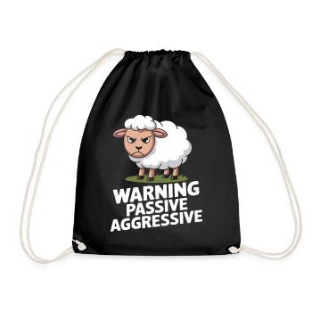 Beware Passive Aggressive Sheep - Drawstring Bag - black - Front