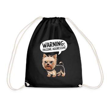 Attention : Avertissement de chien passif agressif - Sac de sport léger - noir - Devant