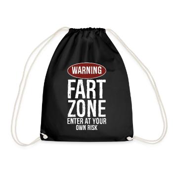 warning fart zone enter at your own risk - Drawstring Bag - black - Front