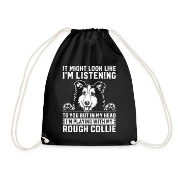 Mais dans ma tête, je joue avec mon Rough Collie - Sac de sport léger - noir - Devant