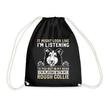 Mais dans ma tête, je joue avec mon Rough Collie - Sac de sport léger - noir - Devant