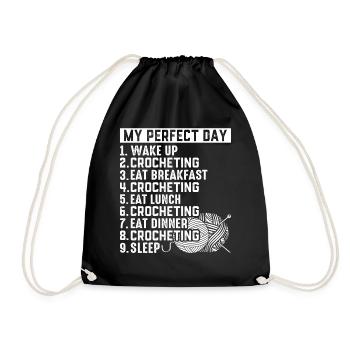 Crocheter - My Perfect Day - Crochet Day Plan - Turnbeutel - Schwarz - Vorne