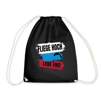 Paragliding - Fly High, Live Free - Drawstring Bag - black - Front