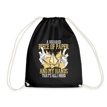 Un morceau carré de papier grue en papier pliant hibou - Sac de sport léger - noir - Devant