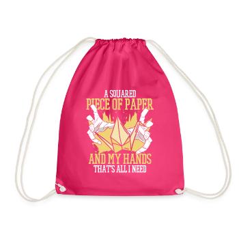 Un morceau carré de papier grue en papier pliant hibou - Sac de sport léger - fuchsia - Devant