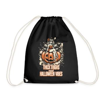 Funny Halloween with pumpkin and vibes - Drawstring Bag - black - Front