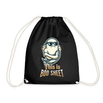 Funny Halloween Ghost With Boo Sheet Text - Drawstring Bag - black - Front