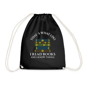 Book Books Library Reading Literature Read Books - Drawstring Bag - black - Front