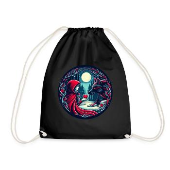 Conte de fées Le Petit Chaperon Rouge Loup Amour mystique Bien-être animal - Sac de sport léger - noir - Devant