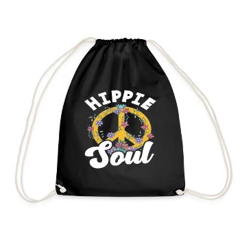 Hippie Soul Paix Symbole Fleurs - Sac de sport léger - noir - Devant