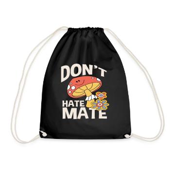 Don't Hate Mate Mushroom Flowers Retro - Drawstring Bag - black - Front