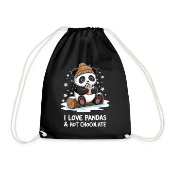 Ich Liebe Pandas Und Heiße Schokolade - Turnbeutel - Schwarz - Vorne