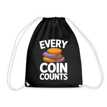 Every Coin Counts Numismatics Lovers - Drawstring Bag - black - Front