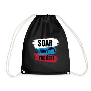 Soar Above the Rest – Paragliding Design - Drawstring Bag - black - Front