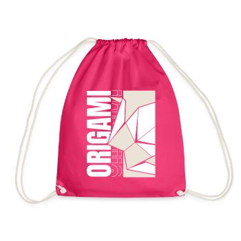 Folding Owl Paper Crane Master Origami - Drawstring Bag - fuchsia - Front