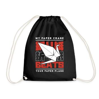 Ma grue en papier bat ton avion en papier Owl Folding - Sac de sport léger - noir - Devant