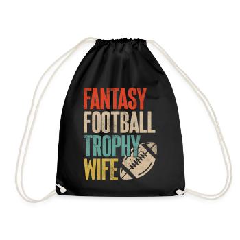 Fantasy Football Trophäe Ehefrau Retro FFL Fußball - Turnbeutel - Schwarz - Vorne