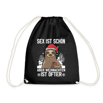 Funny Christmas Sloth - Drawstring Bag - black - Front