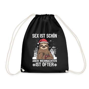 Funny Christmas Sloth - Drawstring Bag - black - Front