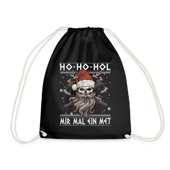 Ho Ho Let's get a mead - Drawstring Bag - black - Front