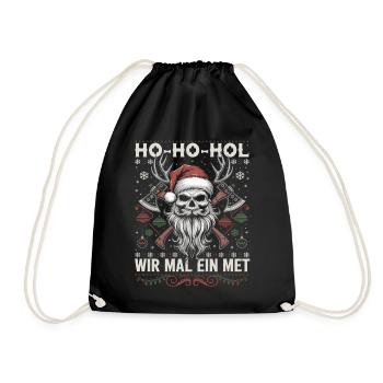 Ho Ho Let's get a mead - Drawstring Bag - black - Front