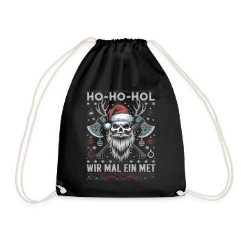 Ho Ho Let's get a mead - Drawstring Bag - black - Front