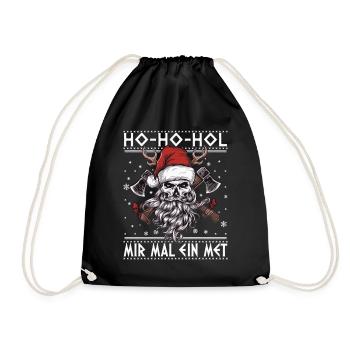 Ho Ho Let's get a mead - Drawstring Bag - black - Front