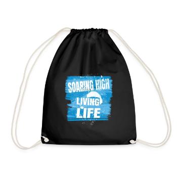 Soaring High Living Life – Paragliding Spirit - Turnbeutel - Schwarz - Vorne