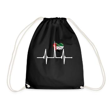 Dubai Skyline Heartbeat Burj Khalifa Heart UAE Fan - Drawstring Bag - black - Front