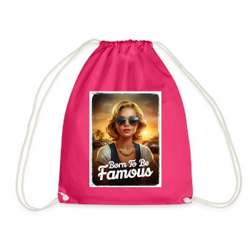 Born to be famous girl lunettes de soleil coucher de soleil - Sac de sport léger - fuchsia - Devant